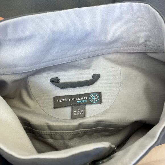 Peter Millar Mens Sz Large E4 Water Windbreaker Golf Jacket with Logo Grey - Picture 9 of 16